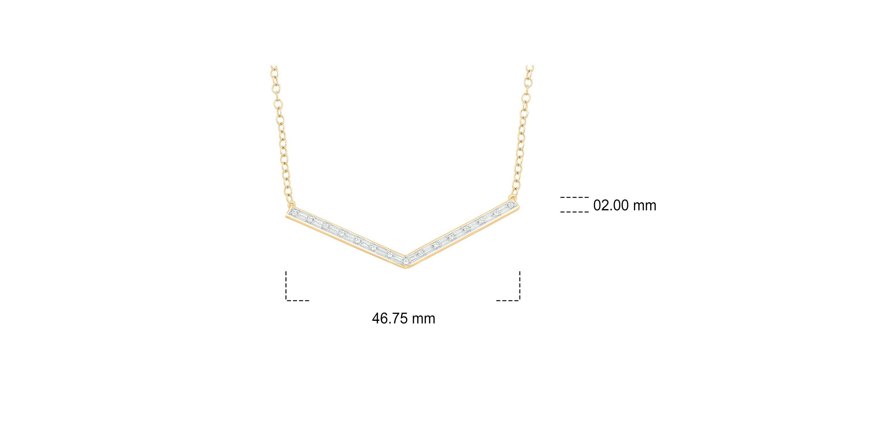 1/5 ct. t.w White Diamond Initial V Shape Pendnat Necklace For Womens In 10K Gold