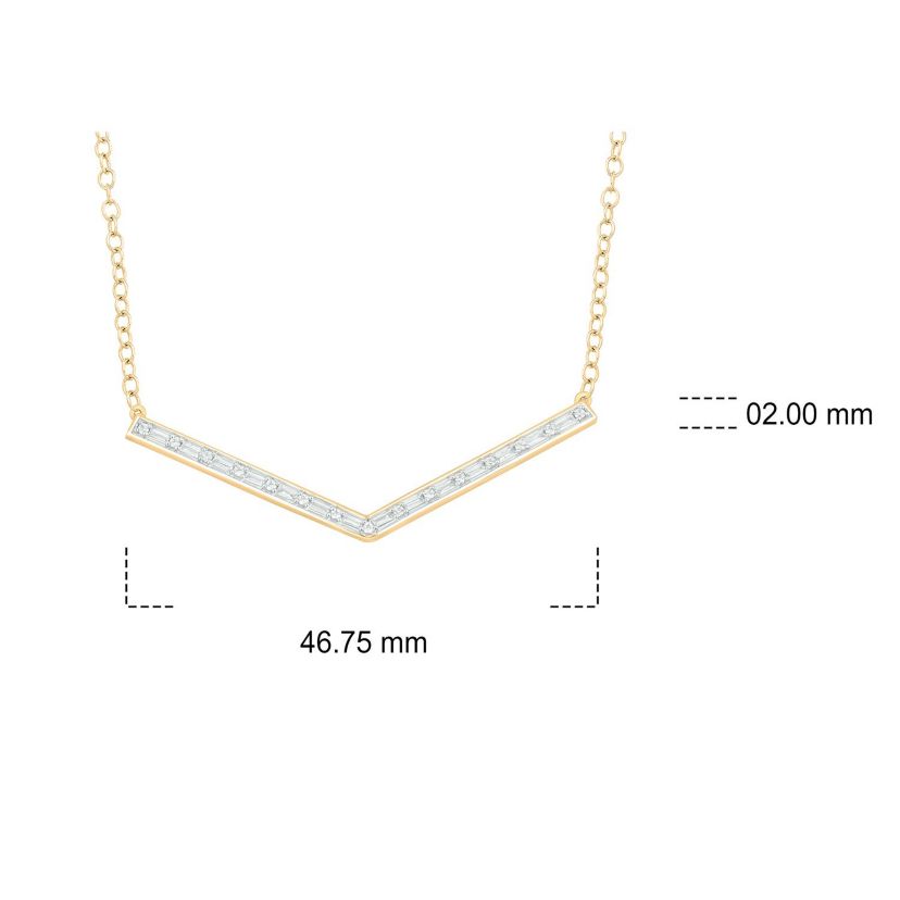 1/5 ct. t.w White Diamond Initial V Shape Pendnat Necklace For Womens In 10K Gold