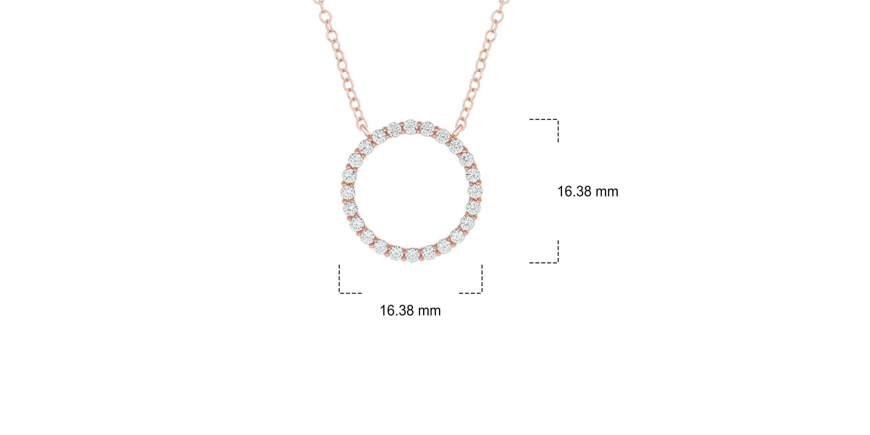 1/2 ct. t.w White Natrual Diamond Circle Ring Pendant Necklace in 14K Gold