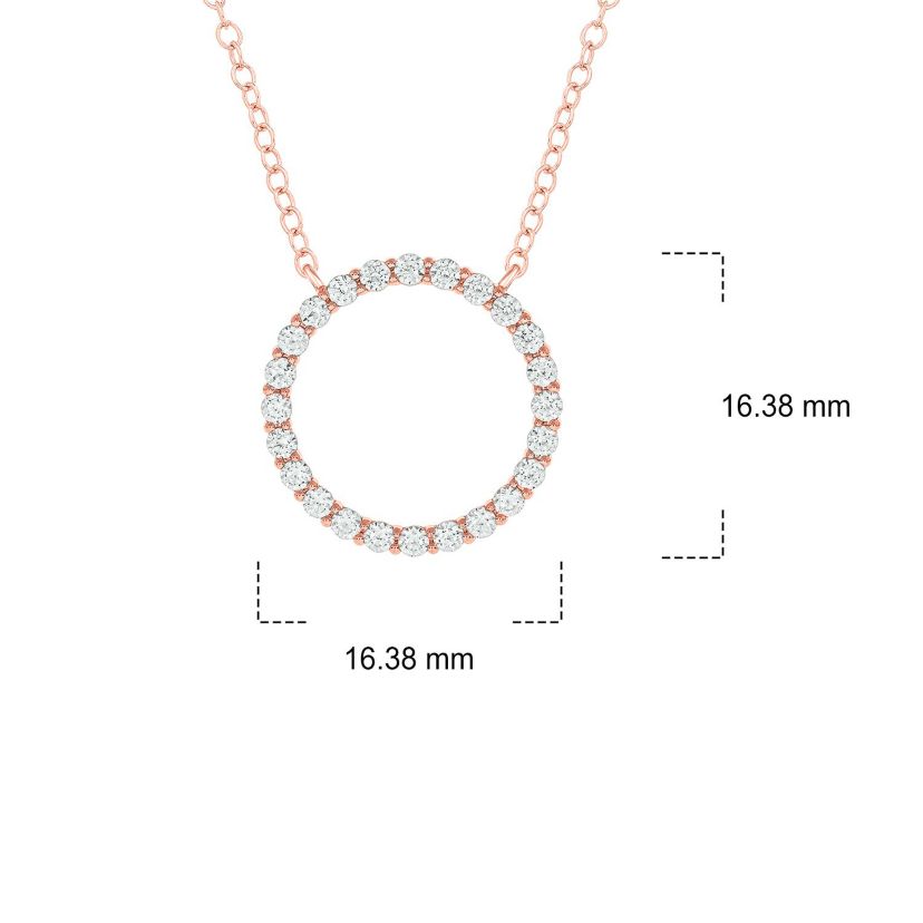1/2 ct. t.w White Natrual Diamond Circle Ring Pendant Necklace in 14K Gold