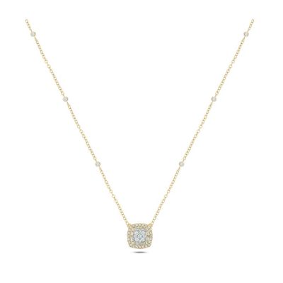 Belk & Co 1/3 ct. t.w White Natrual Diamond Studded Cushion Pendant Necklace in 10K Gold, Yellow