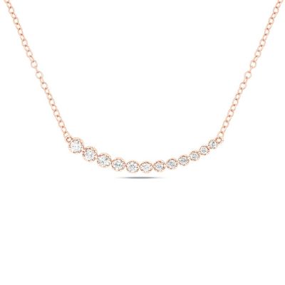 Belk & Co 1/4 ct. t.w White Natural Round Diamond Curved Line Pendnat Necklace For Women's In 10K Gold