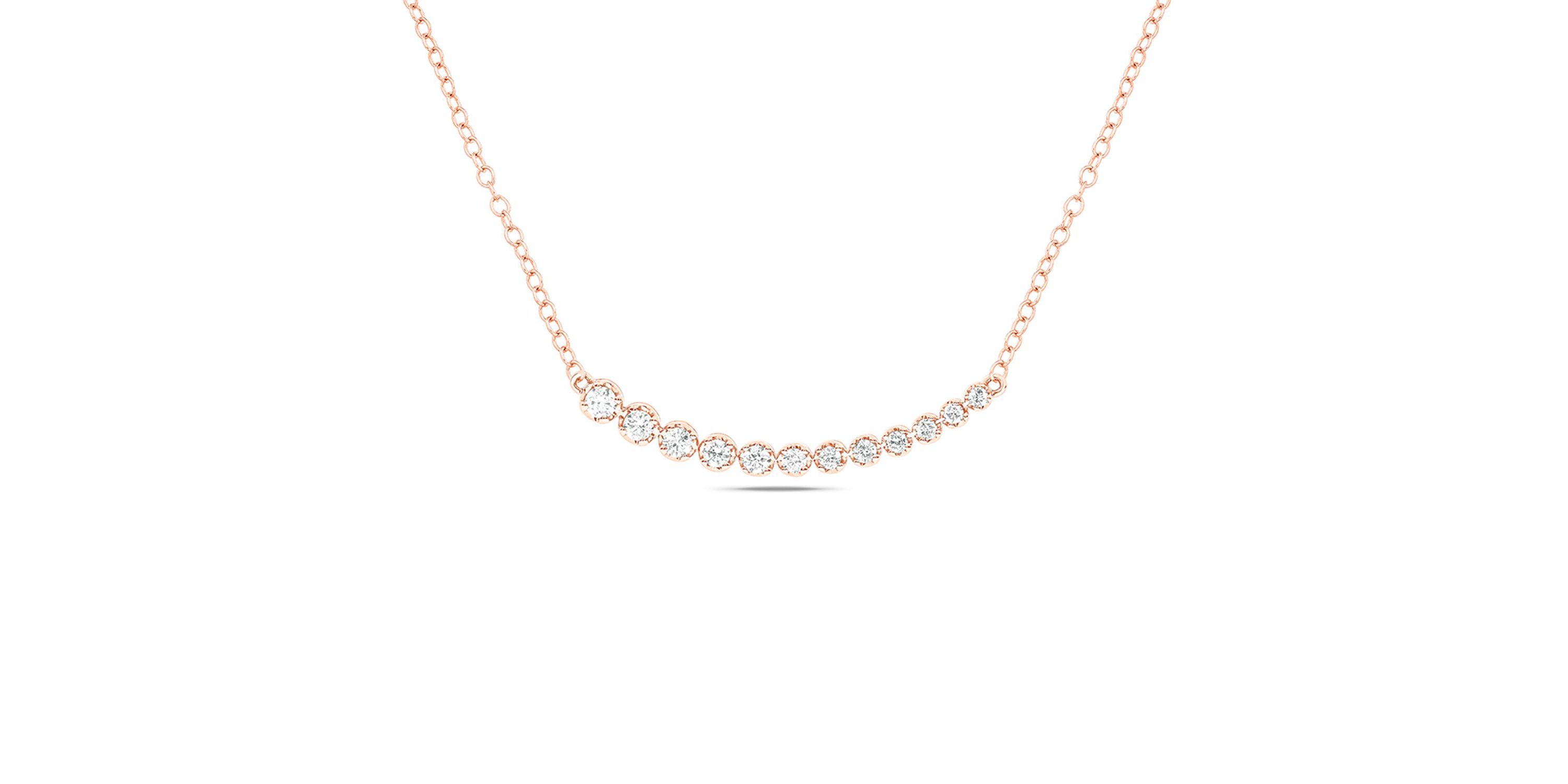 1/4 ct. t.w White Natural Round Diamond Curved Line Pendnat  Necklace For Womens In 10K Gold