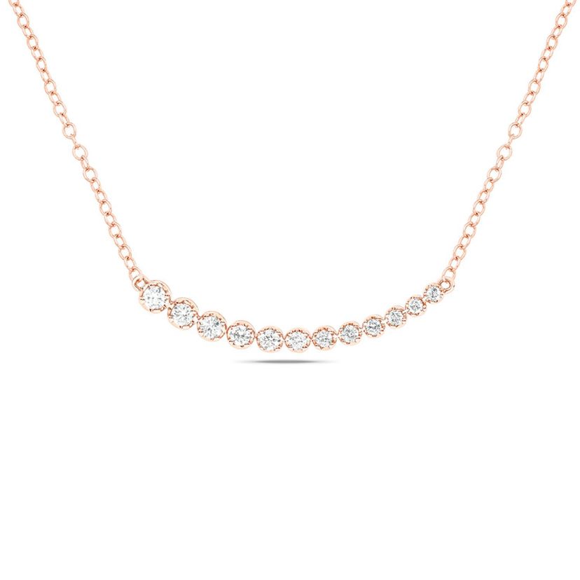 1/4 ct. t.w White Natural Round Diamond Curved Line Pendnat  Necklace For Womens In 10K Gold