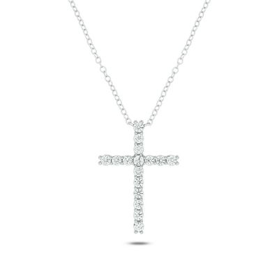 Belk & Co 1/2 Ct. T.w White Diamond Cross Pendant Necklace For Women's In 14K Gold, 18 In -  0686557624953