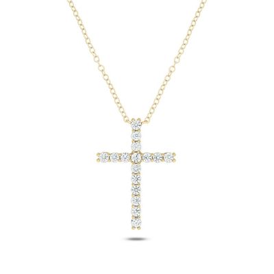 Belk & Co 1/2 Ct. T.w White Diamond Cross Pendant Necklace For Women's In 14K Gold, Yellow, 18 In -  0686557624960