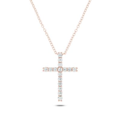 Belk & Co 1/2 Ct. T.w White Diamond Cross Pendant Necklace For Women's In 14K Gold, 18 In -  0686557624946
