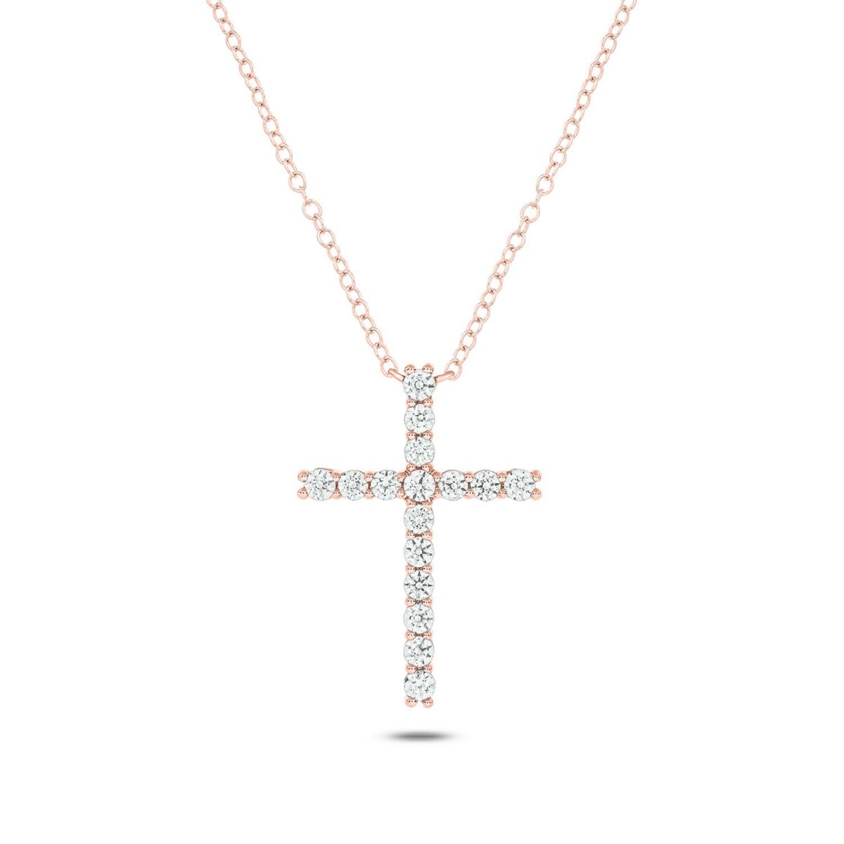 1/2 ct. t.w White Diamond Cross Pendant Necklace For Womens in 14K Gold