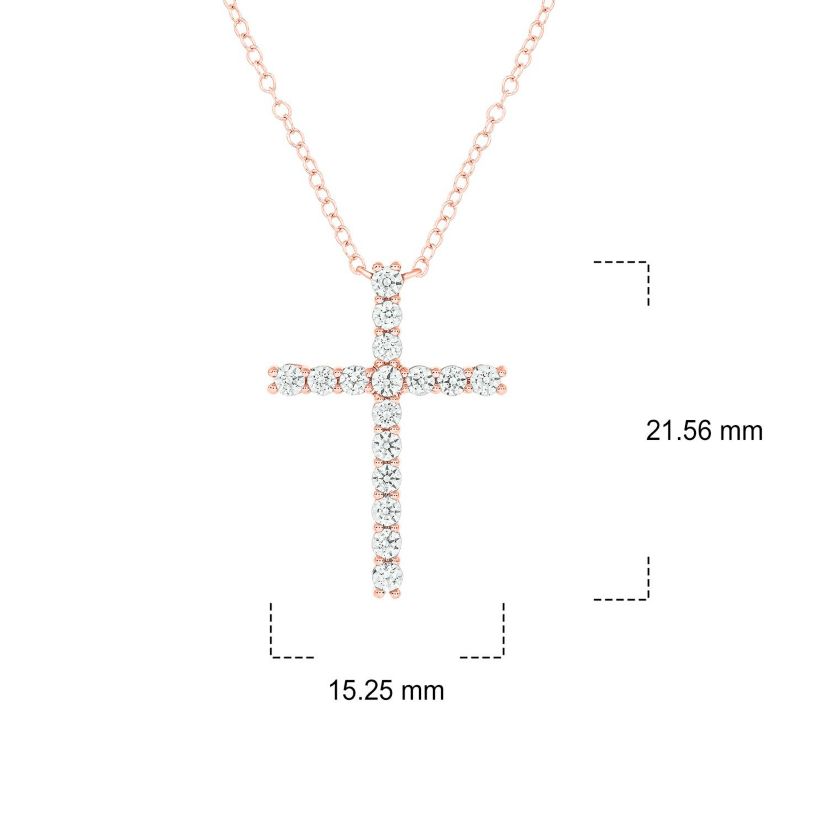 1/2 ct. t.w White Diamond Cross Pendant Necklace For Womens in 14K Gold