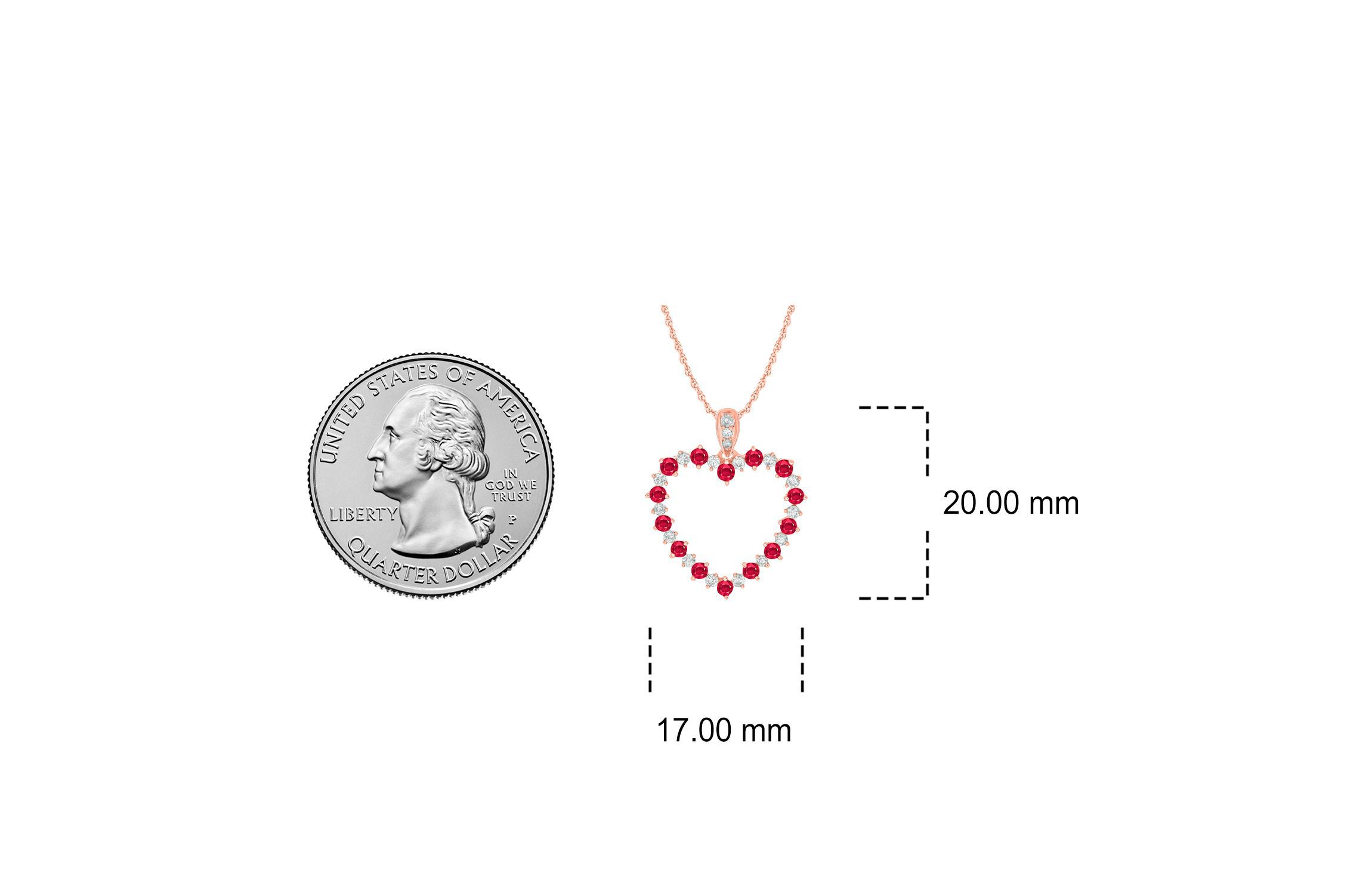 1/6 ct. t.w Diamond 1/4 ct. t.w Natrual Ruby Gamstone Beautiful Heart Pendant Neckalce in 10K Gold