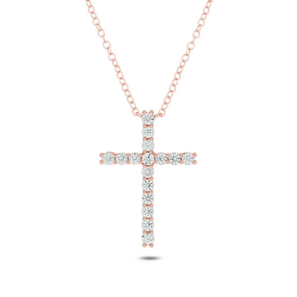 1.0 ct. t.w Natrual White Diamond Cross Pendant Necklace in 14K Gold