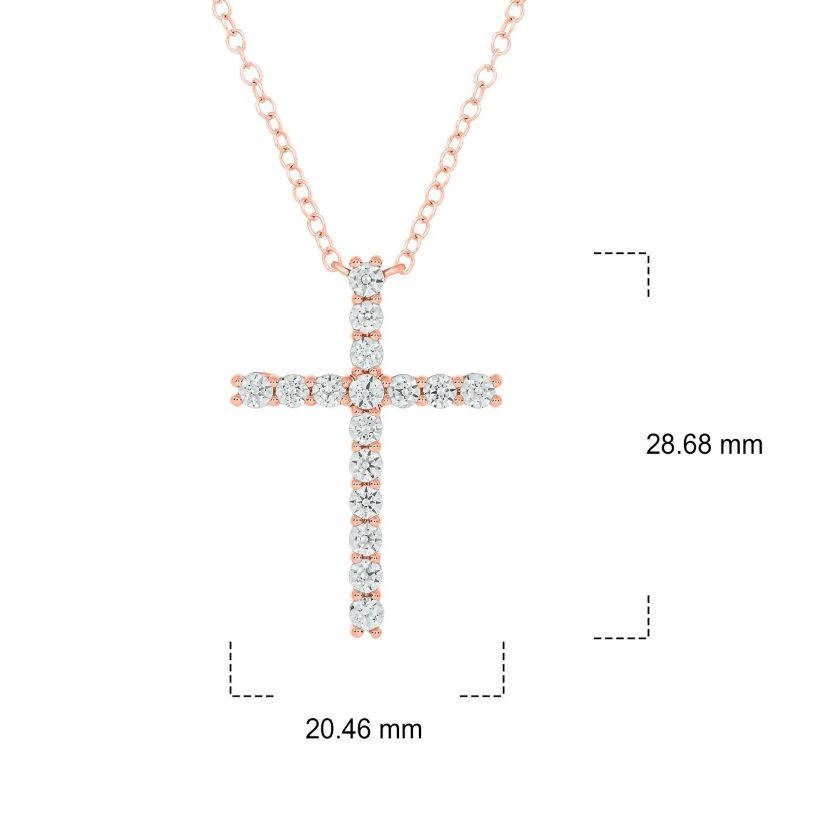 1.0 ct. t.w Natrual White Diamond Cross Pendant Necklace in 14K Gold