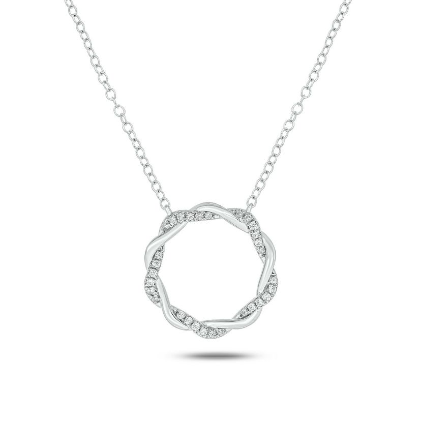 1/6 ct. t.w White Round Diamond Circle Ring Pendnat Necklace For Womens in 10K Gold