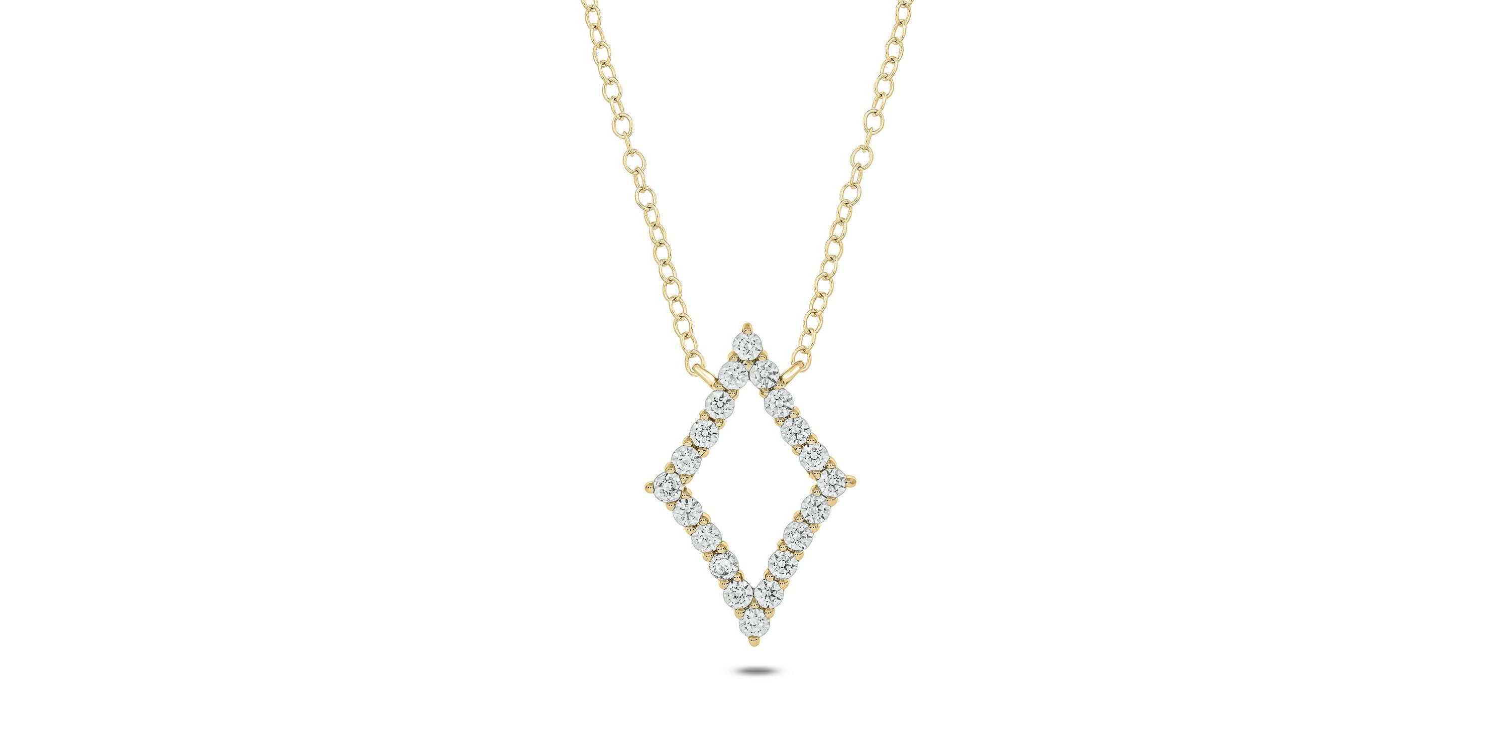 1/2 ct. t.w Diamond Rhombus Shape Pendant Necklace For Womens in 14K gold
