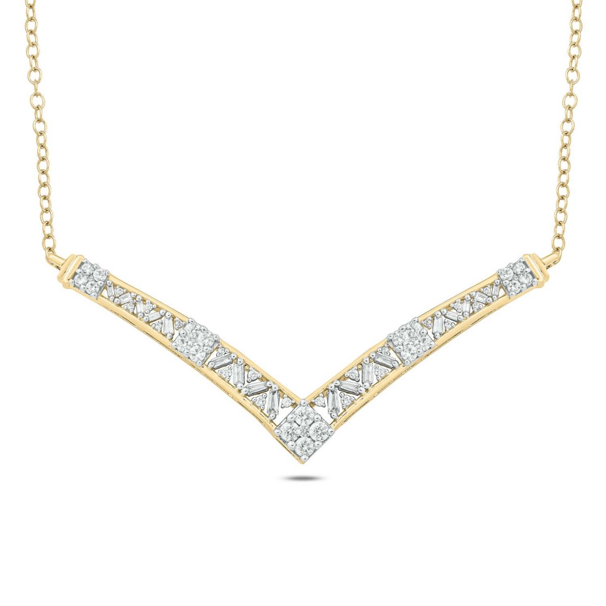 3/4 ct. t.w White Diamond V Shape Chevron Pendant Necklace For Womens in 14K Gold