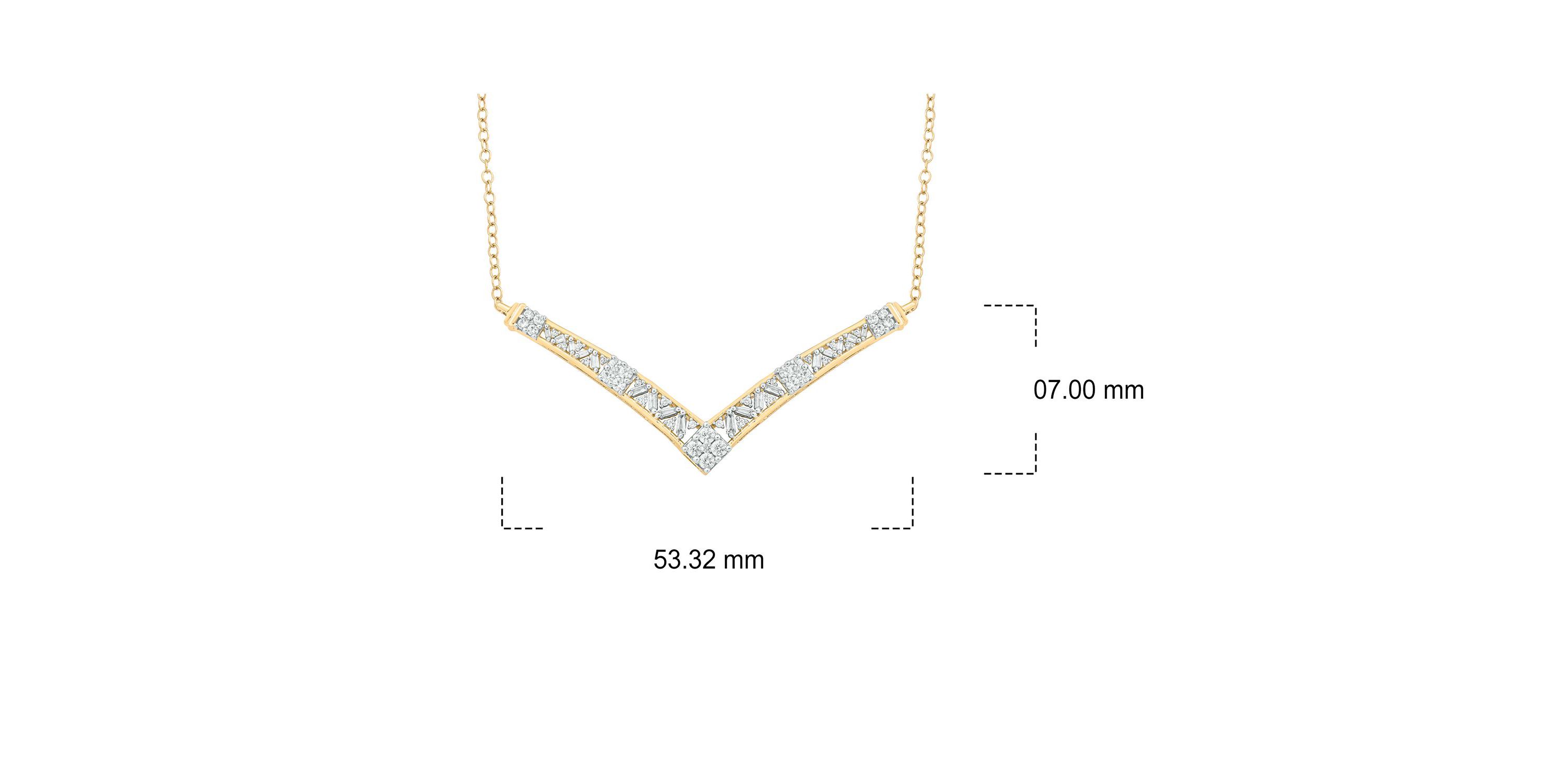 3/4 ct. t.w White Diamond V Shape Chevron Pendant Necklace For Womens in 14K Gold