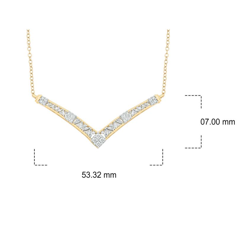 3/4 ct. t.w White Diamond V Shape Chevron Pendant Necklace For Womens in 14K Gold