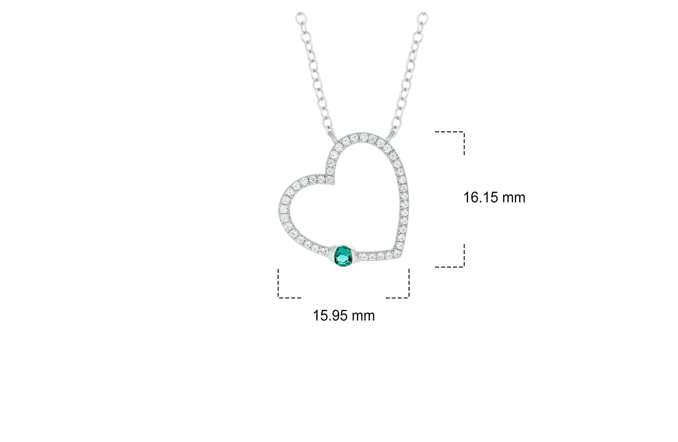 1/5 ct. t.w Diamond & 1/4 ct. t.w Emerald Round Shape Natrual Color Stone Necklace in 10K Gold