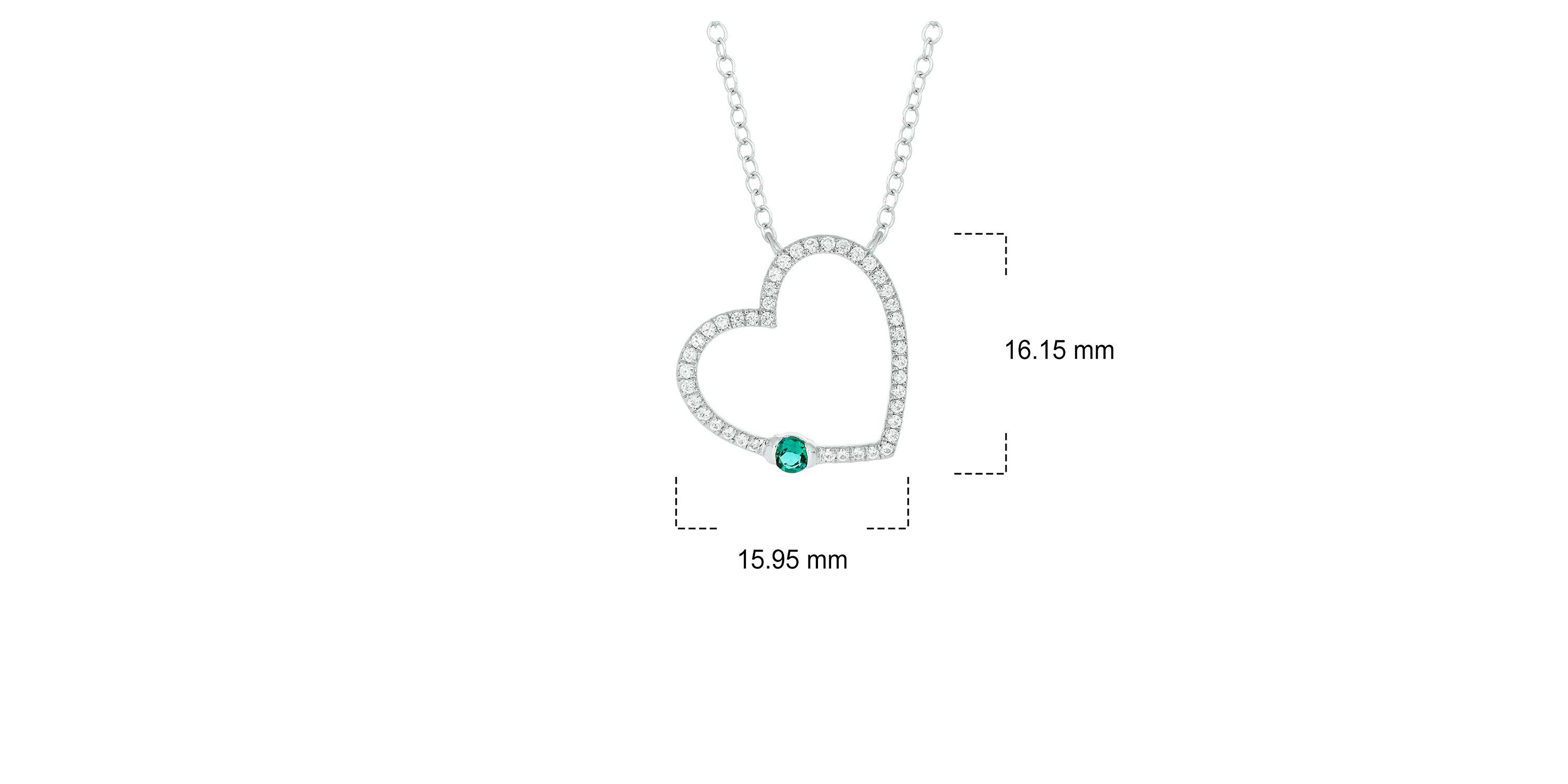 1/5 ct. t.w Diamond & 1/4 ct. t.w Emerald Round Shape Natrual Color Stone Necklace in 10K Gold