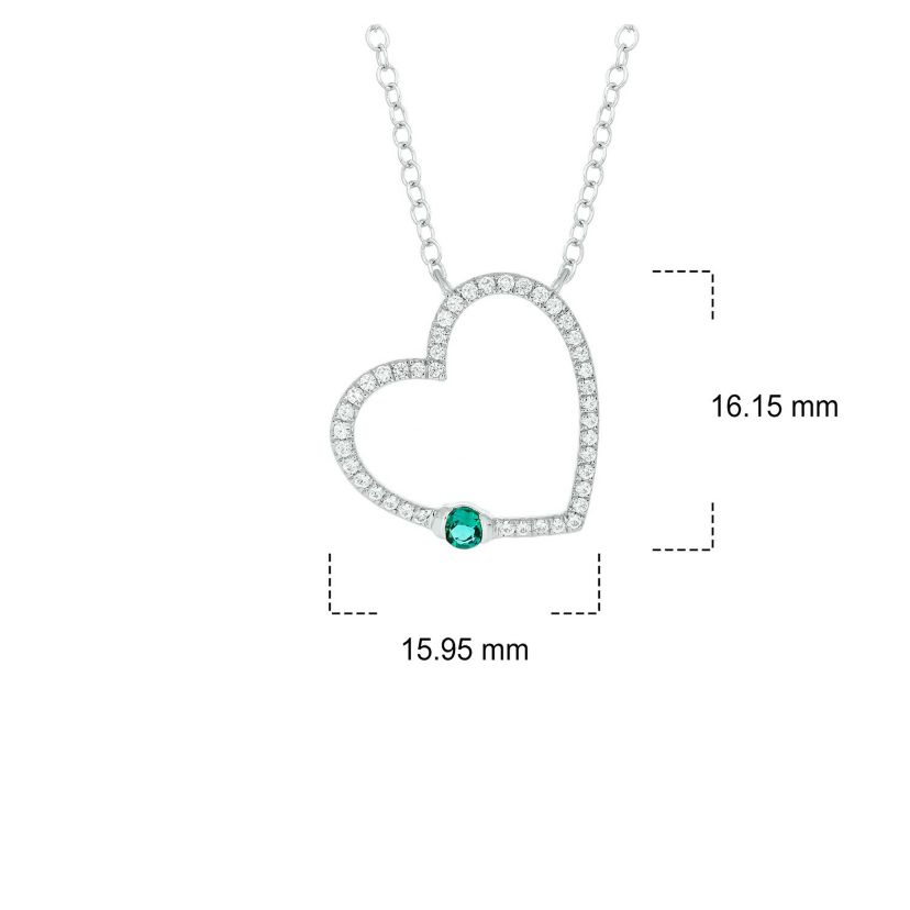 1/5 ct. t.w Diamond & 1/4 ct. t.w Emerald Round Shape Natrual Color Stone Necklace in 10K Gold
