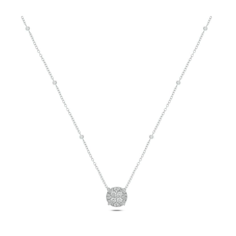 3/8 ct. t.w White Natrual Diamond Cushion Pendant Necklace in 10K Gold