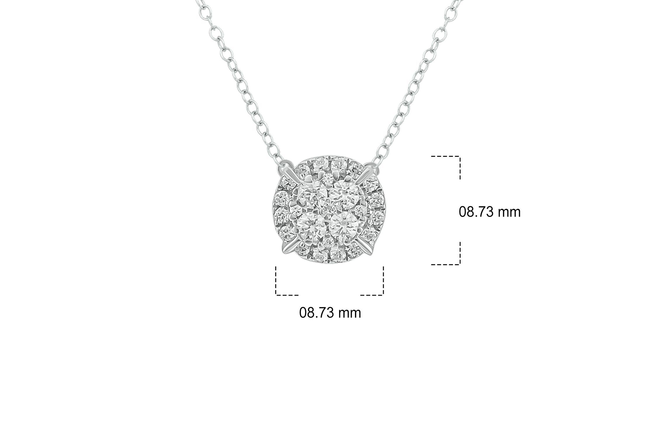 3/8 ct. t.w White Natrual Diamond Cushion Pendant Necklace in 10K Gold