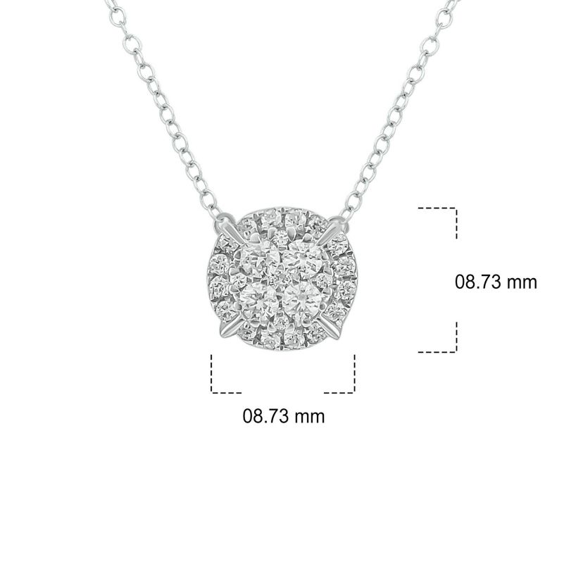 3/8 ct. t.w White Natrual Diamond Cushion Pendant Necklace in 10K Gold