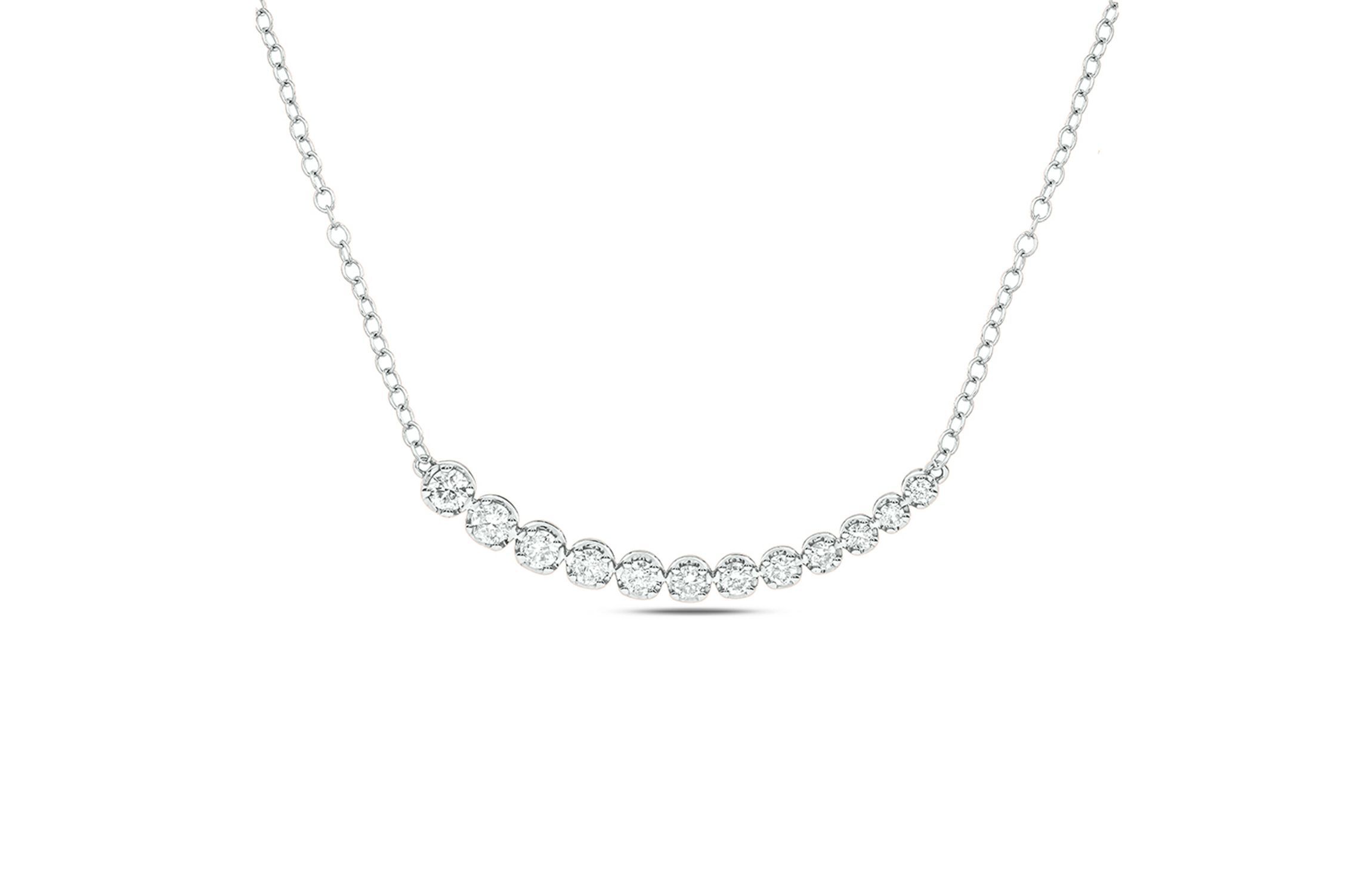 3/8 ct. t.w Natrual White Round Diamond Curved Bar Pendant Necklace in 10K Gold