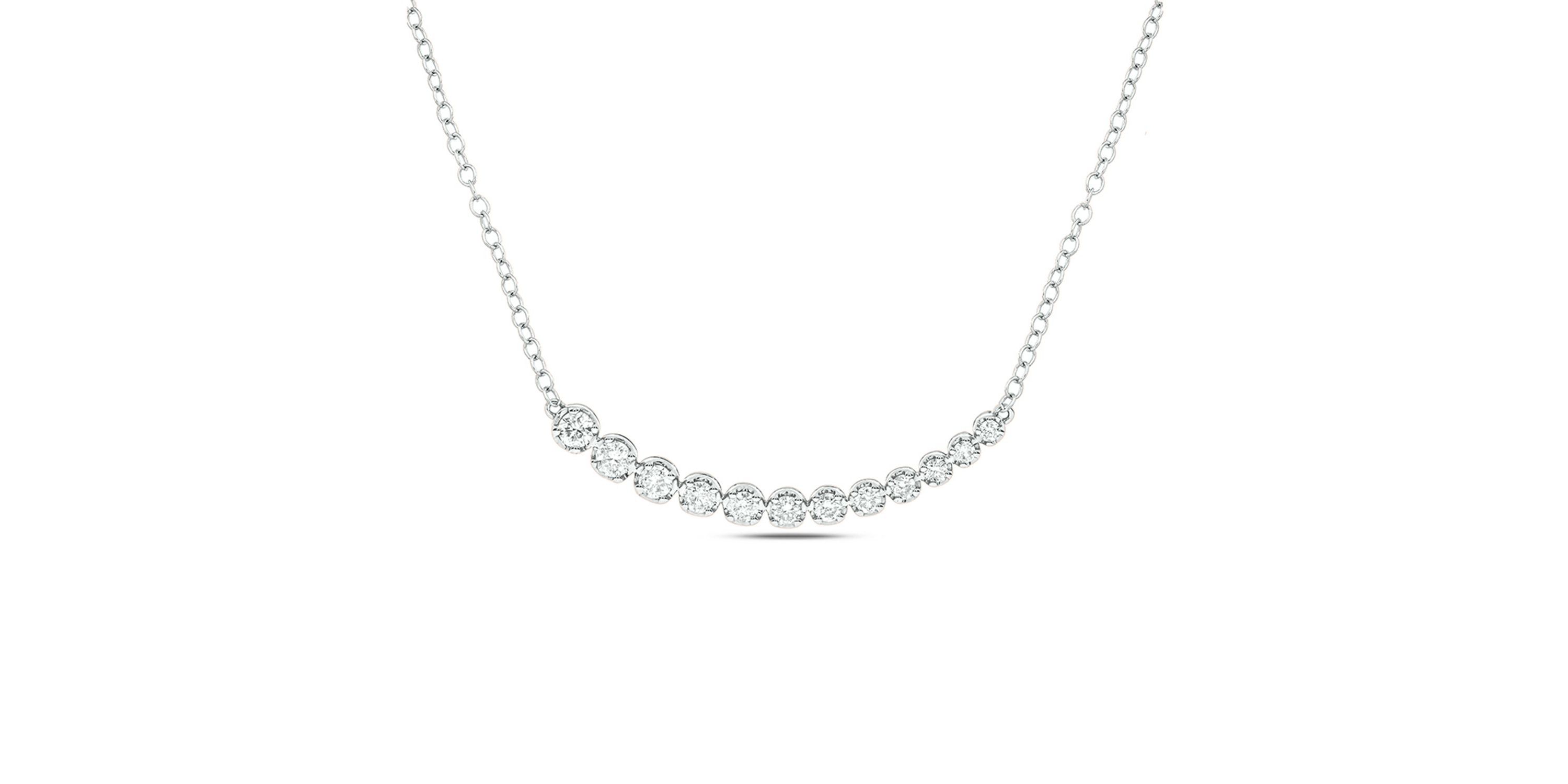 3/8 ct. t.w Natrual White Round Diamond Curved Bar Pendant Necklace in 10K Gold