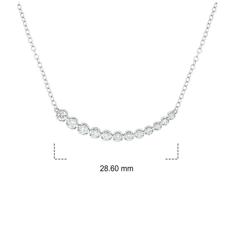 3/8 ct. t.w Natrual White Round Diamond Curved Bar Pendant Necklace in 10K Gold