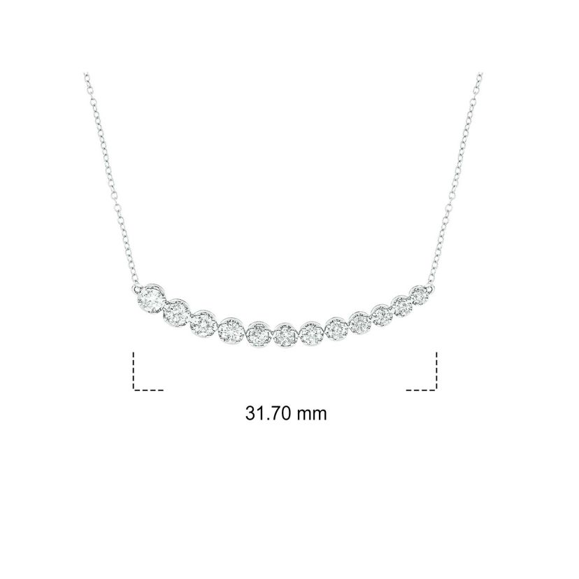 3/4 ct. t.w White Diamond Curved Bar Necklace For Womens in 10K Gold