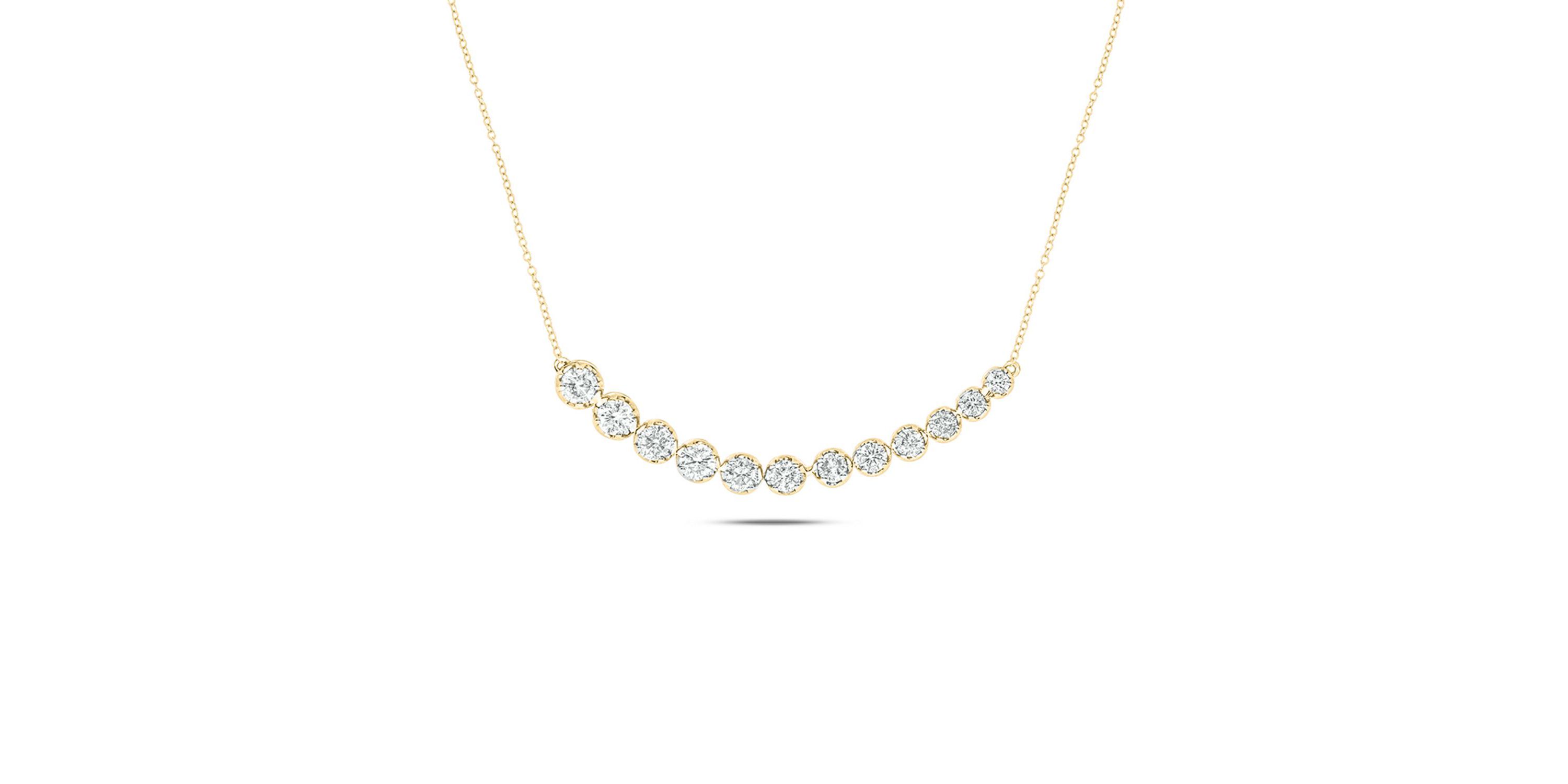 1.0 ct. t.w White Diamond Curved Bar Necklace For Womens in  10K Gold