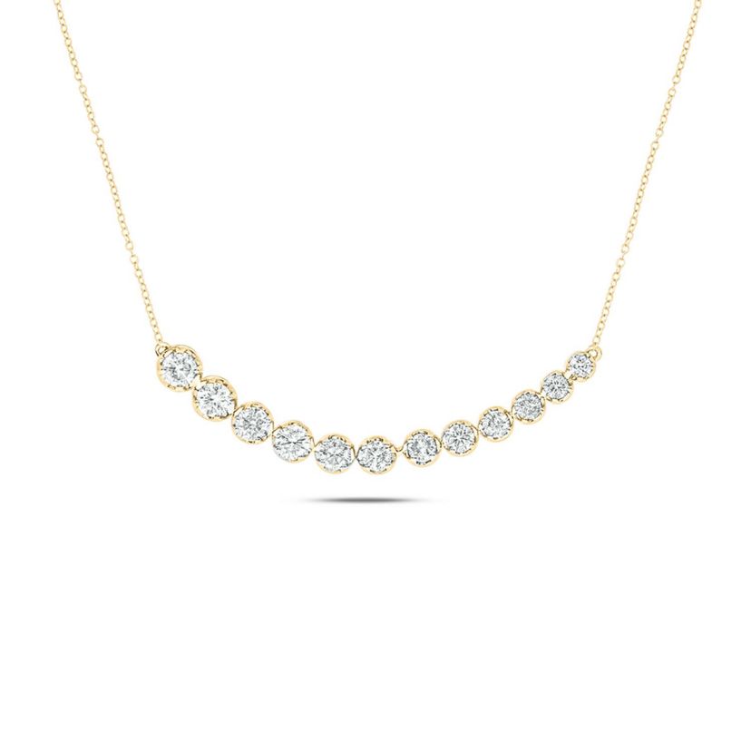 1.0 ct. t.w White Diamond Curved Bar Necklace For Womens in  10K Gold