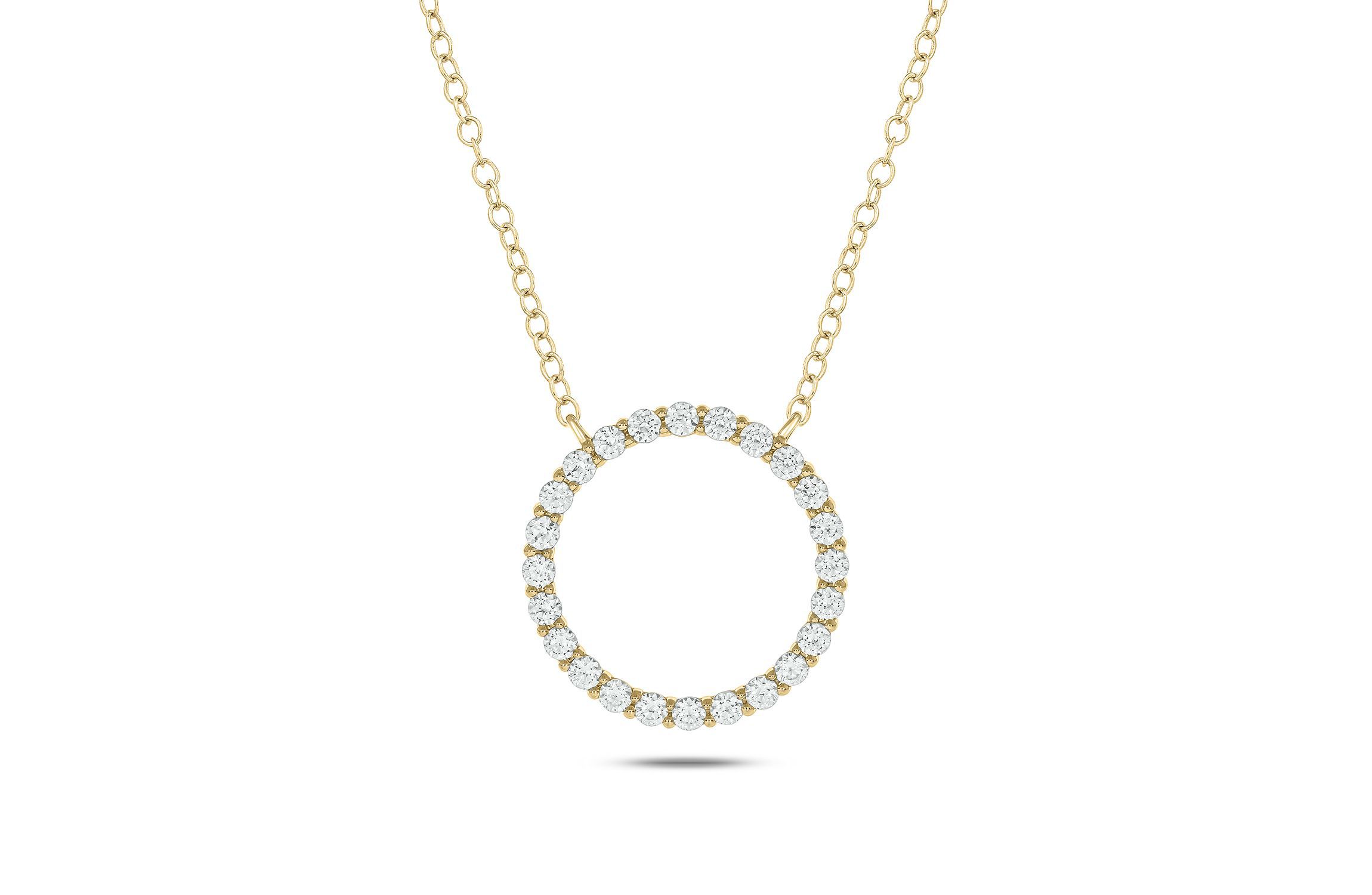 1 1.2 ct. t.w White Natrual Diamond Thischic Circle Ring Pendant Necklace in 14K Gold
