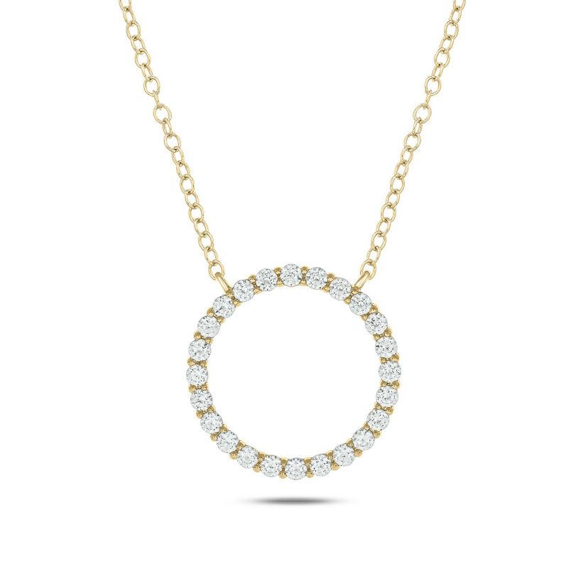 1 1.2 ct. t.w White Natrual Diamond Thischic Circle Ring Pendant Necklace in 14K Gold