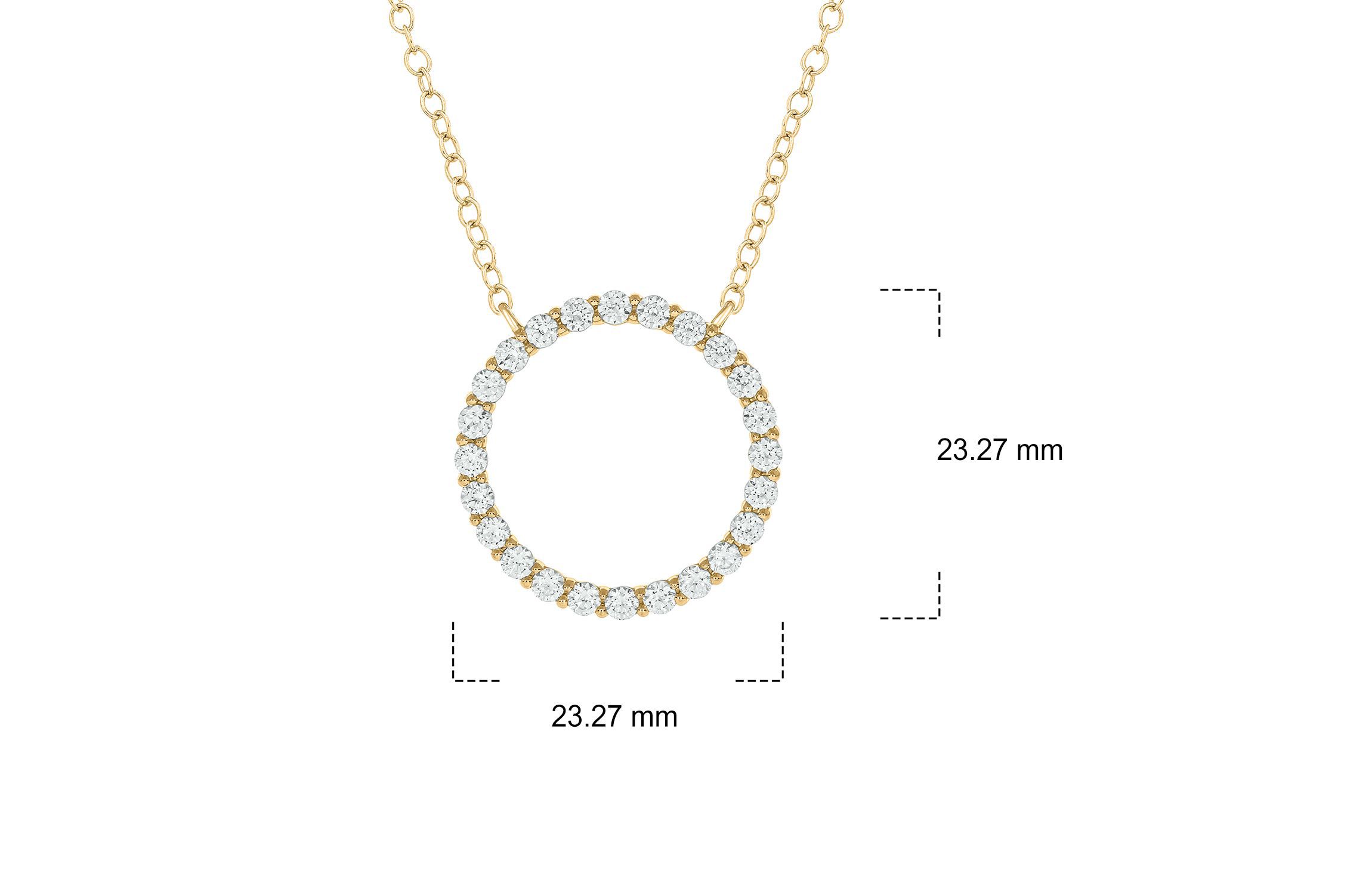 1 1.2 ct. t.w White Natrual Diamond Thischic Circle Ring Pendant Necklace in 14K Gold
