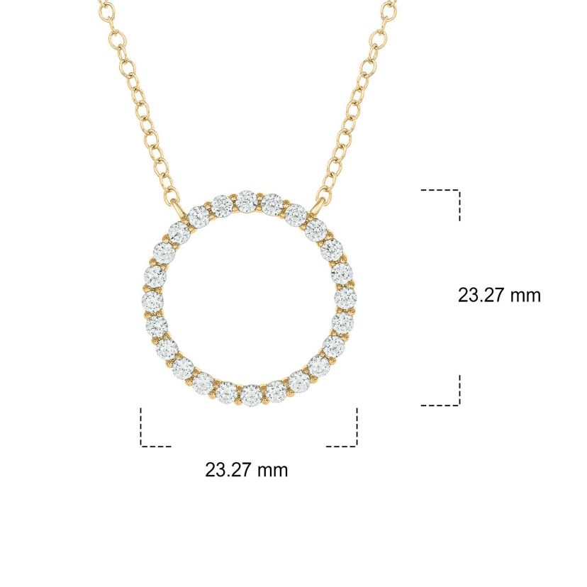 1 1.2 ct. t.w White Natrual Diamond Thischic Circle Ring Pendant Necklace in 14K Gold