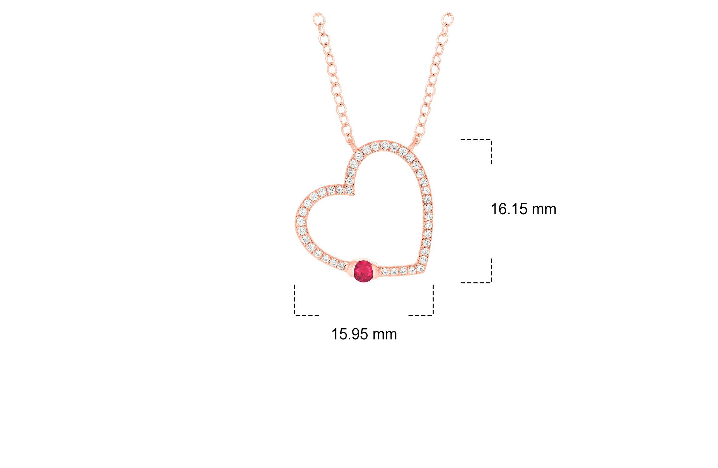 1/5 ct. t.w Diamond & 1/4 ct. t.w Ruby Round Shape Natrual Color Stone Nacklace in 10K Gold