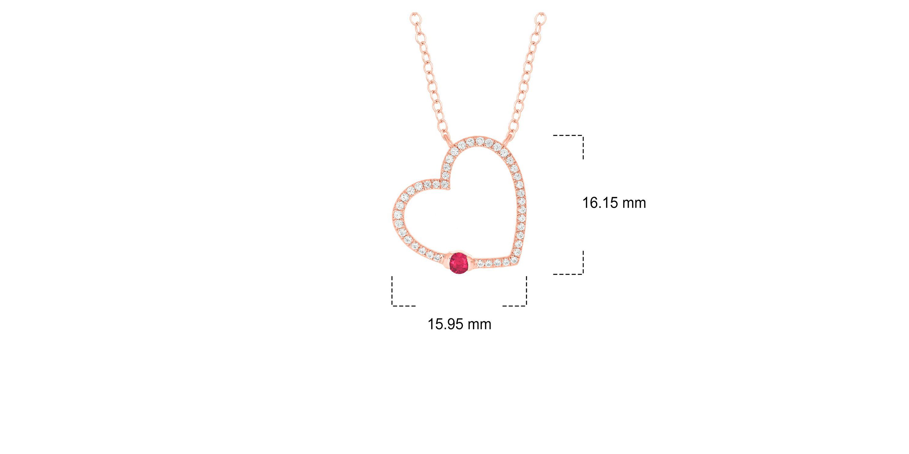 1/5 ct. t.w Diamond & 1/4 ct. t.w Ruby Round Shape Natrual Color Stone Nacklace in 10K Gold