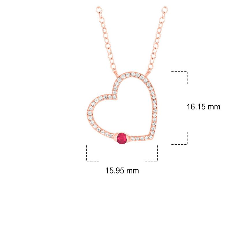 1/5 ct. t.w Diamond & 1/4 ct. t.w Ruby Round Shape Natrual Color Stone Nacklace in 10K Gold