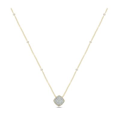 Belk & Co 3/8 ct. t.w White Diamond Studded Cushion Pendant Necklace in 10K Gold, Yellow
