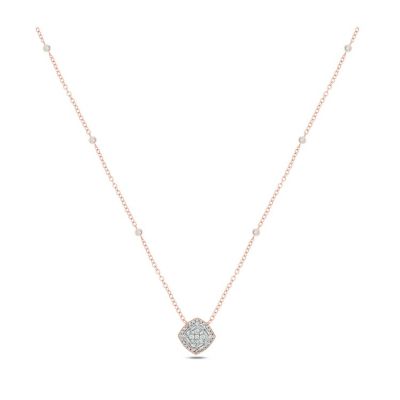 Belk & Co 3/8 ct. t.w White Diamond Studded Cushion Pendant Necklace in 10K Gold