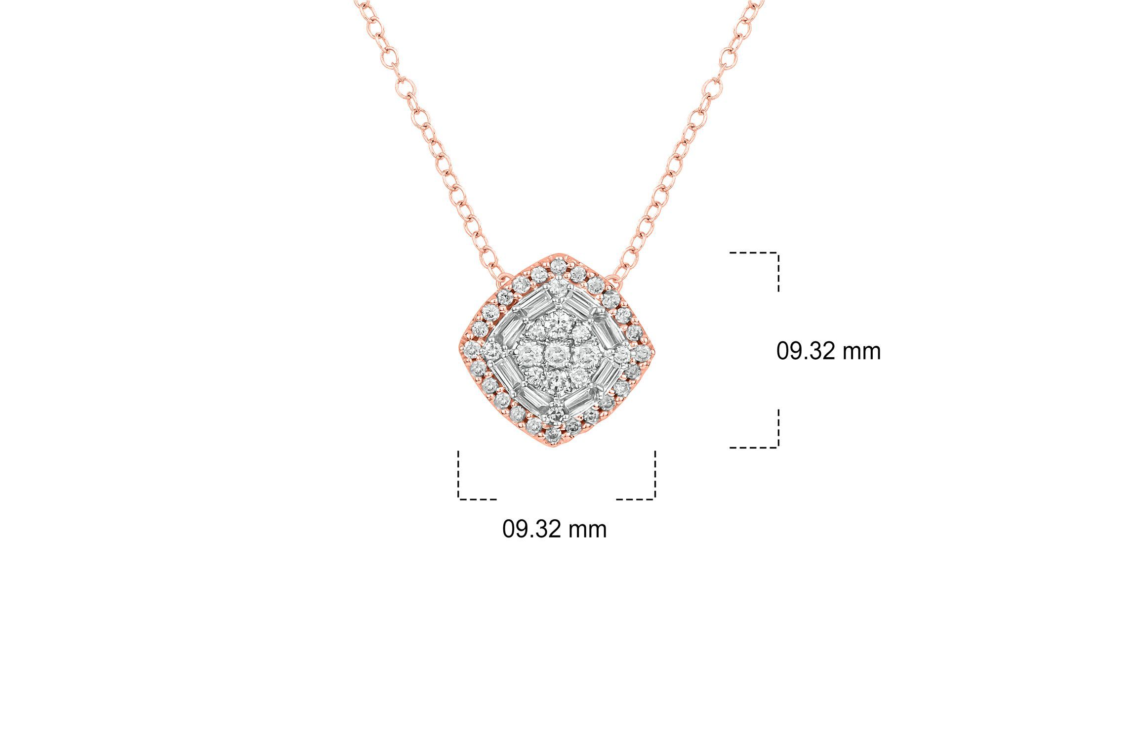 3/8 ct. t.w White Diamond Studded Cushion Pendant Necklace in 10K Gold