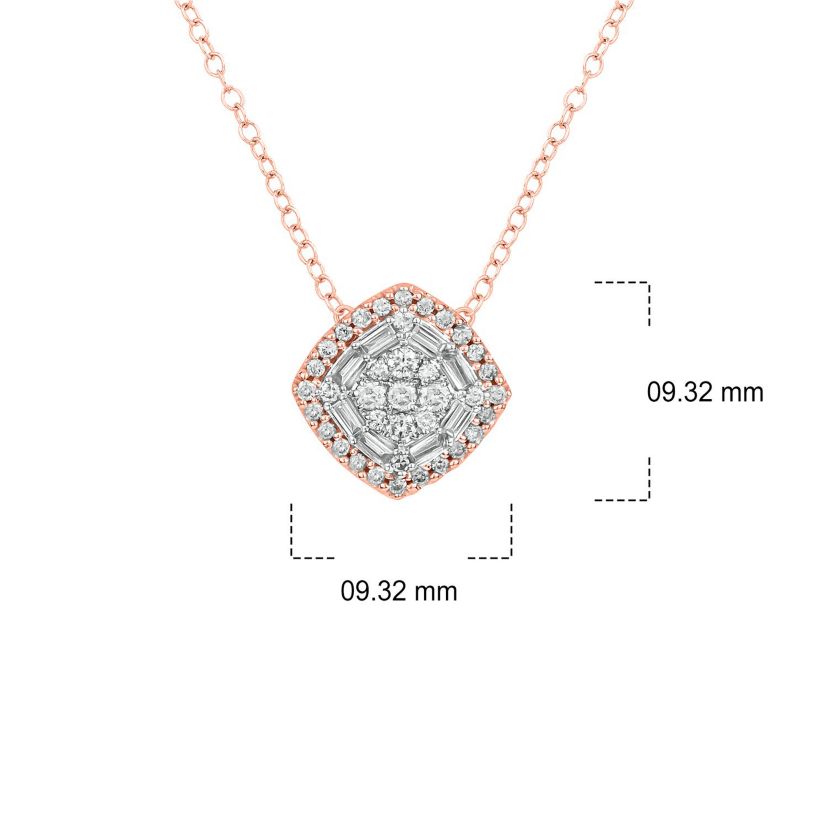3/8 ct. t.w White Diamond Studded Cushion Pendant Necklace in 10K Gold
