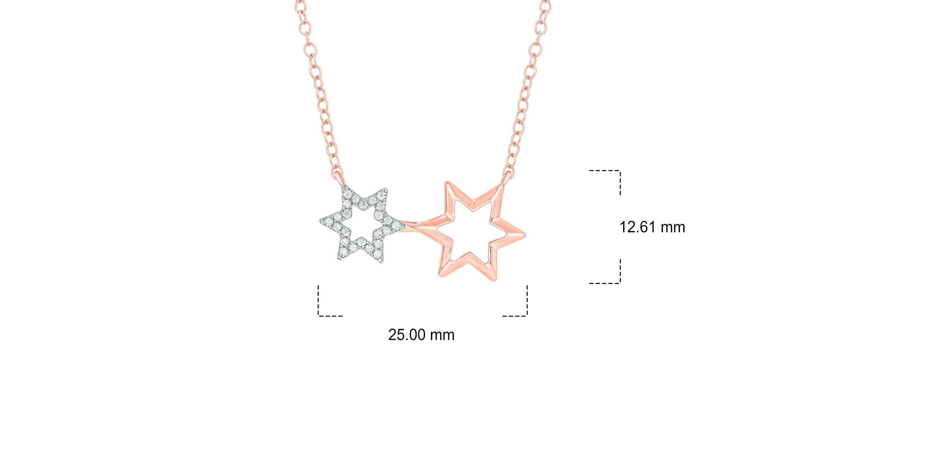 1/6 ct. t.w White Round Diamond Double Star Pendnat Necklace For Womens in 10K Gold