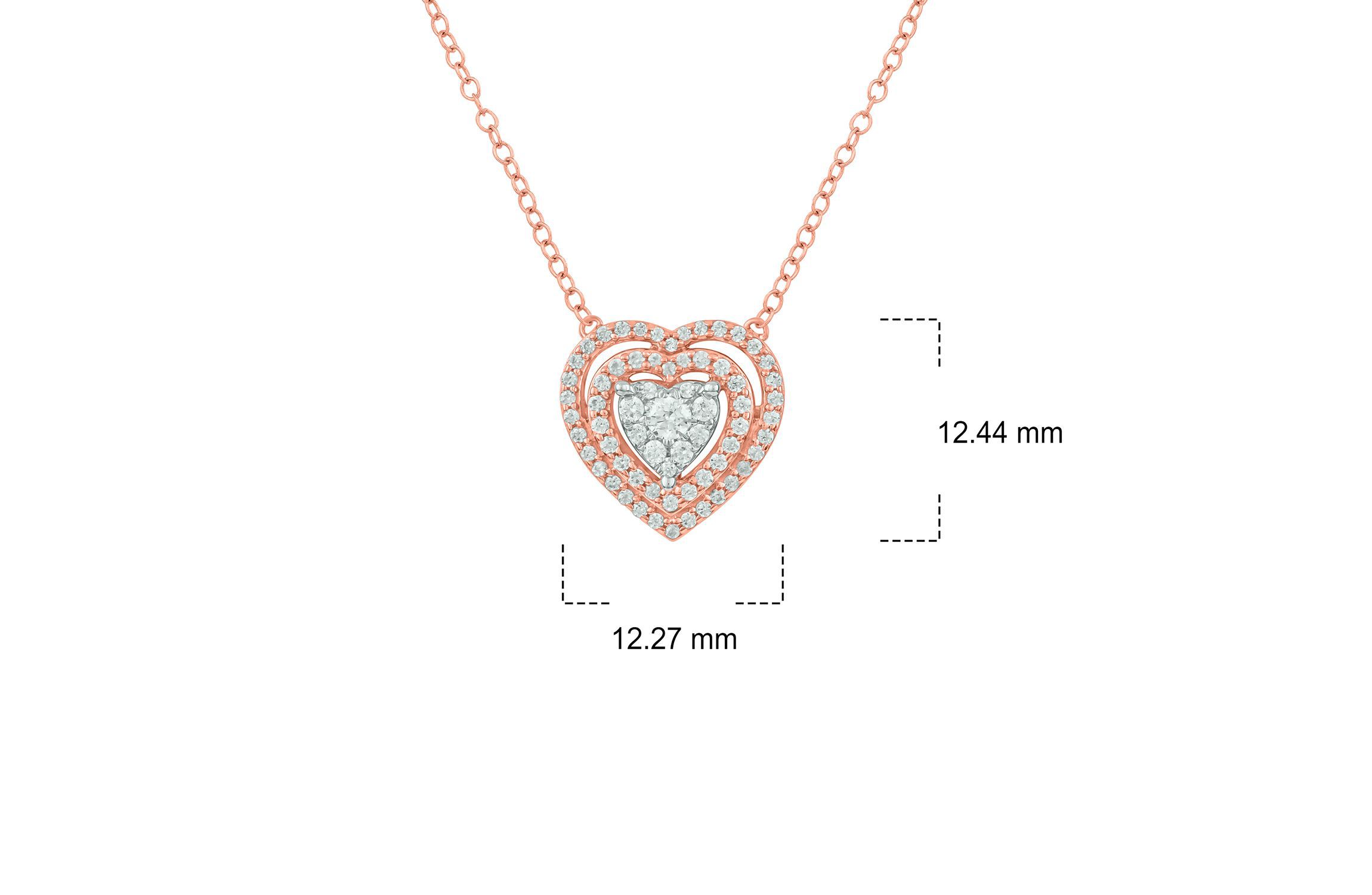 3/8 ct. t.w White Diamond Double Layer Heart Pendant Necklace in 10K Gold