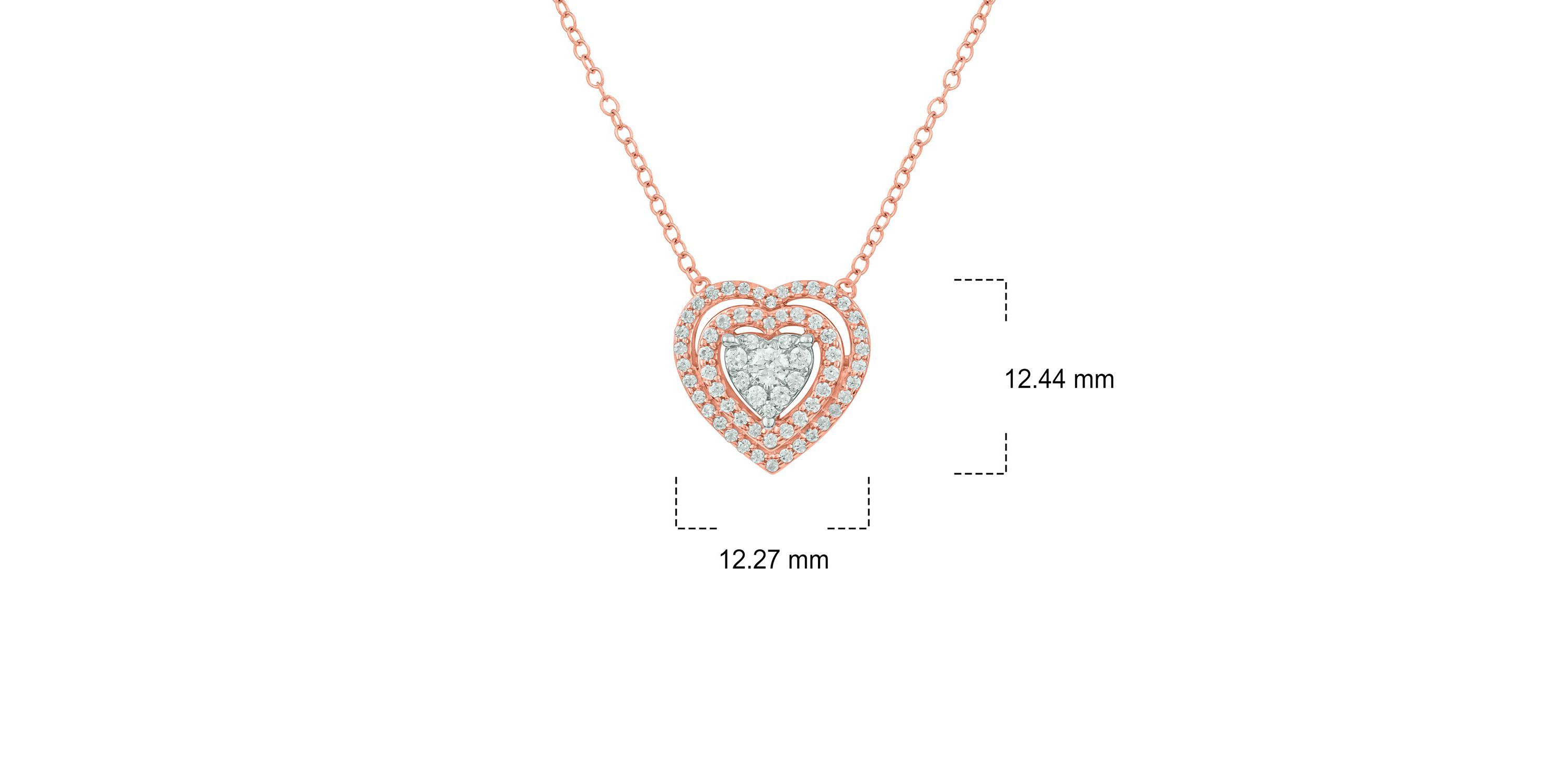 3/8 ct. t.w White Diamond Double Layer Heart Pendant Necklace in 10K Gold
