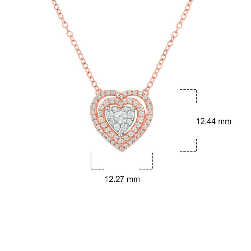 3/8 ct. t.w White Diamond Double Layer Heart Pendant Necklace in 10K Gold