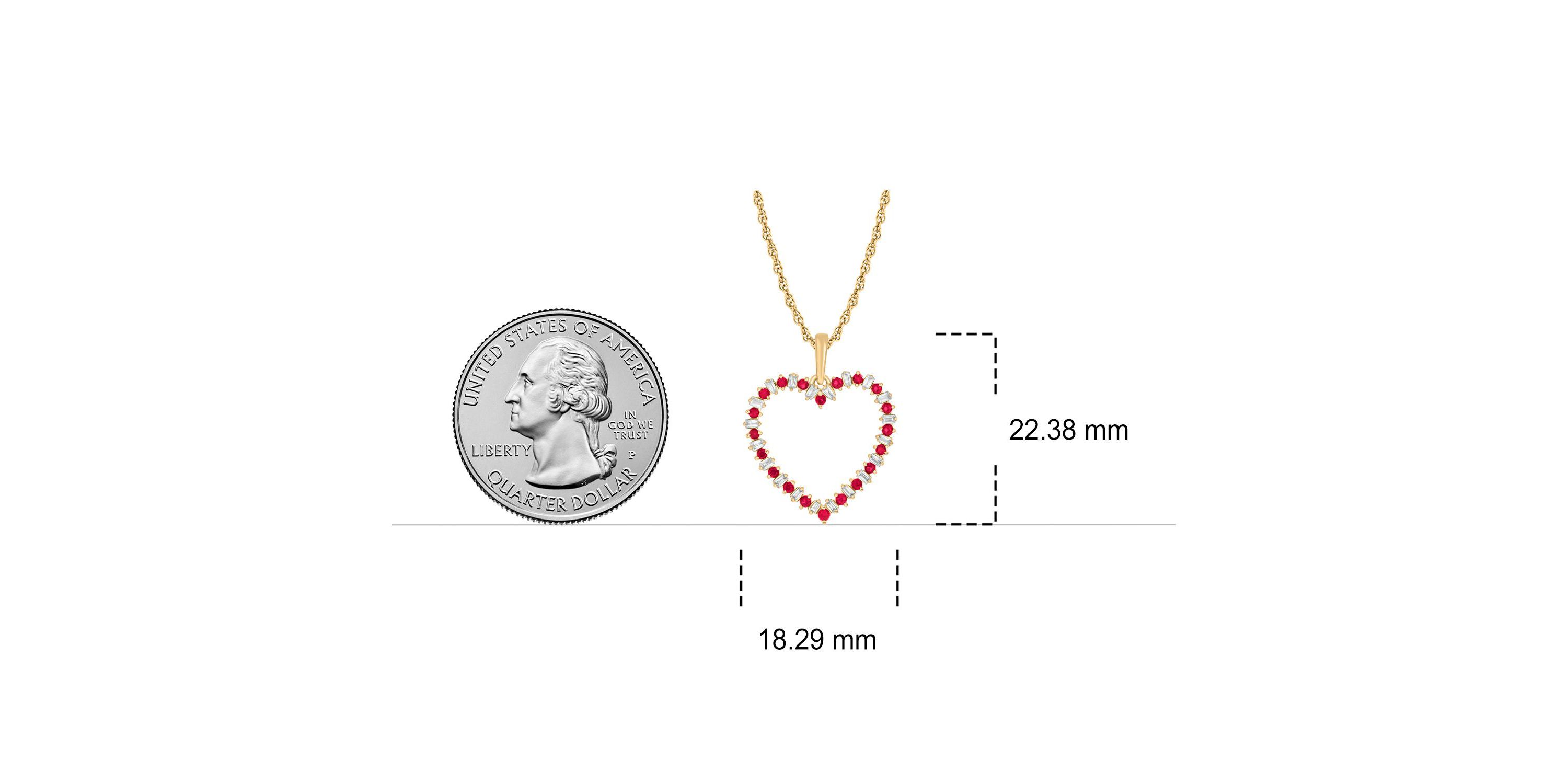 1/8 ct. t.w Diamond 1/2 ct. t.w Natrual Ruby Round Shape Heart Pendant For Women in 10K Gold