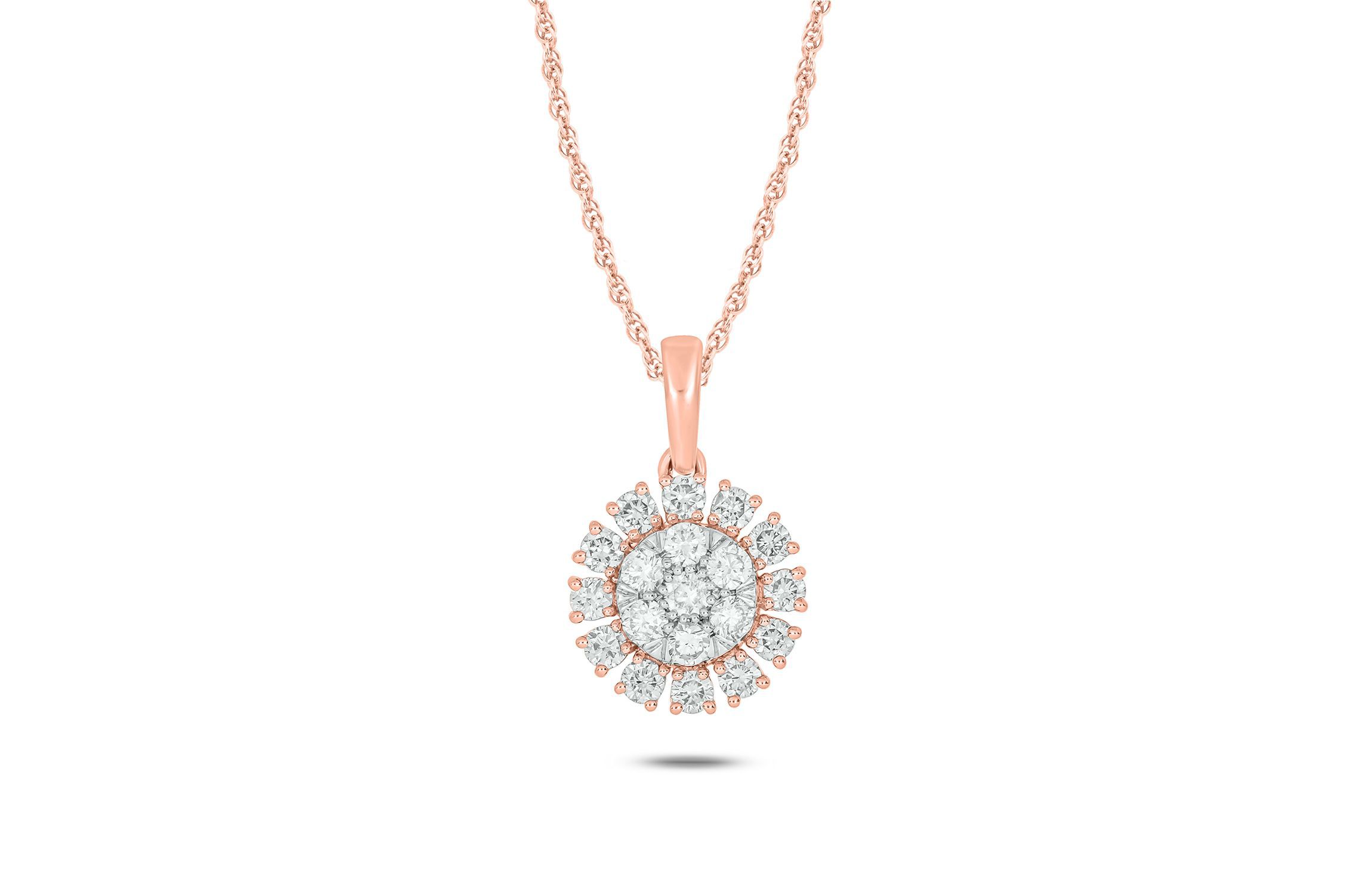 1/2 ct. t.w Natrual White Diamond Sun Pendant Necklace in 10K Gold